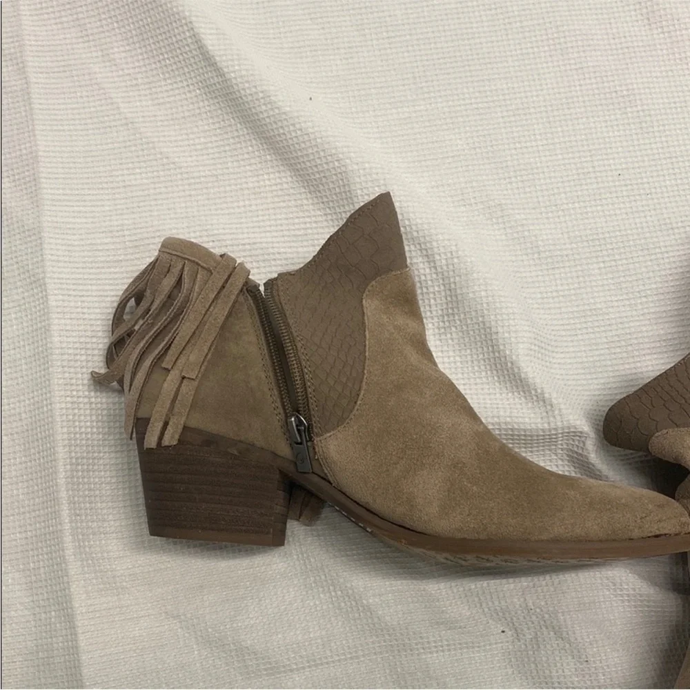 Tan Suede Fringe Ankle Booties MOVING SALE
